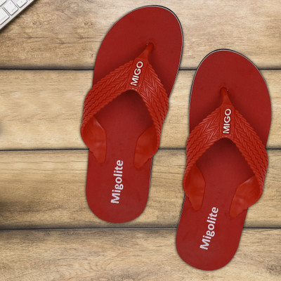 MIGOLITE Men Migolite Mens Comfortable Anti Slip Flip Flops with Soft Strap & Durable Sole Flip Flops(Red , 7)