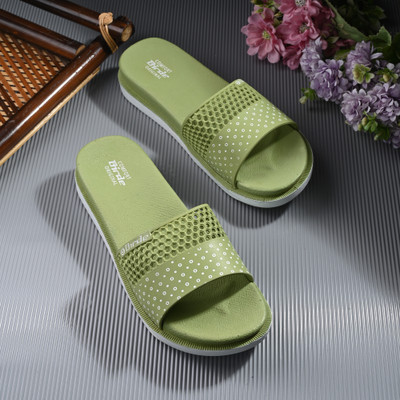 BIRDE Women Comfortable Lightweight Regular Wear Slides For Women Slides(Green , 7)