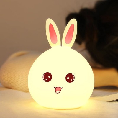 NAIRO Cute Rabbit Silicon Night Light Lamp For Bedroom With 7 Colour Change Night Lamp(13.2 cm, Multicolor)