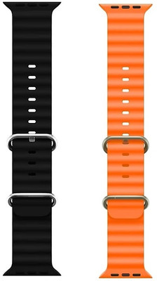 WowMax SMART WATCH STRAP FOR ULTRA WATCH T800/900 42mm ,44mm, 45mm ,49mm,BLACK/ORANGE Smart Watch Strap(Orange)