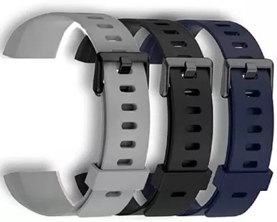 TECHNUV Silicon Band Strap For Realme smart Band Strap RMA-183 With Metal Buckle Smart Band Strap(Black, Blue, Grey)