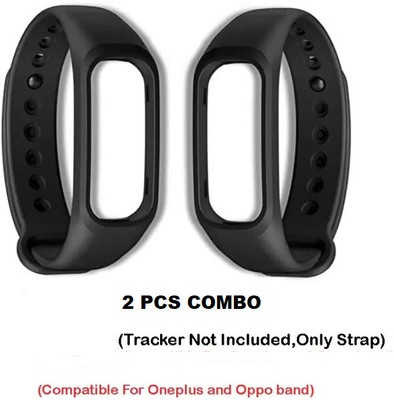 TECHNUV Pack of 2pcs silicone oneplus Smart Band & oppo Smart Band (Watch not Included) Smart Band Strap(Black, Black)