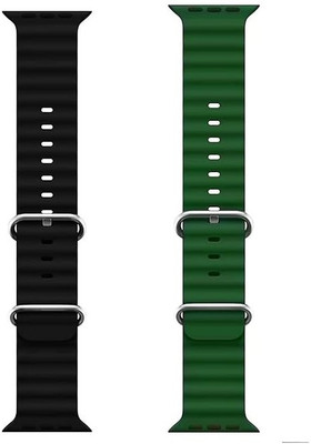 WowMax SMART WATCH STRAP FOR ULTRA WATCH T800/900 42mm ,44mm, 45mm ,49mm, BLACK/GREEN Smart Watch Strap(Green)