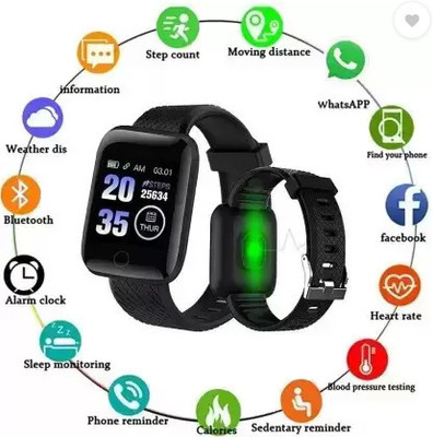 VIGIL id116 Smartwatch(Black Strap, Free)