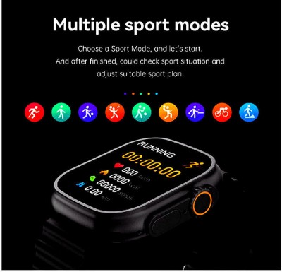 GUGGU 43b_i8 Ultra Bluetooth Calling Smartwatch with Heart Rate & Sports Mode Smartwatch(Black Strap, Free)