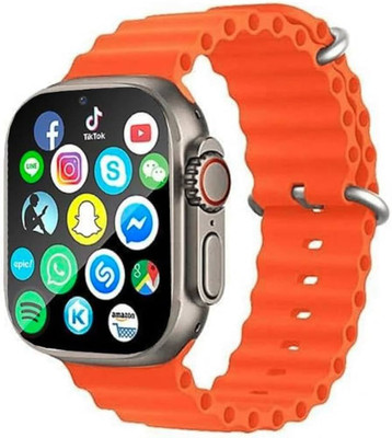HLSTRIKES T800 Ultra Smart Watch & Wireless Charger Smartwatch(Orange Strap, Free Size)