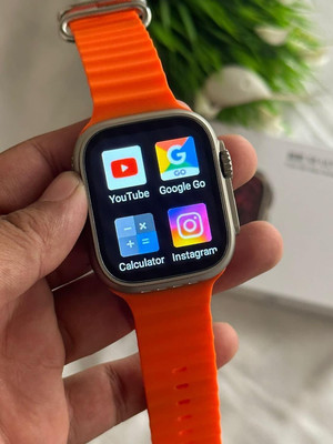Ephemeral T900 smart watch & S8 4G network Android System Sim Card Ultra T6 Smartwatch(Orange Strap, Free Size)