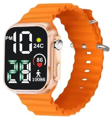 MVS MVS Digital Dial Sports Digital Watches For Boys & Girls (Not Smartwatch) Smartwatch(Orange Strap, M)