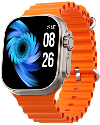 KadWaniya T800 Ultra Smart Watch With Wireless Charging Smartwatch(Orange Strap, Regular)