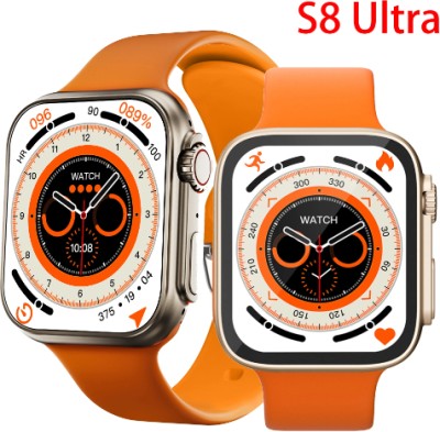 SACRO AYT_817A_I8 ULTRA MAX 8 SMARTWATCH FOR MEN WOMEN WITH WIRELESS CHARGER Smartwatch(Orange Strap, Free)