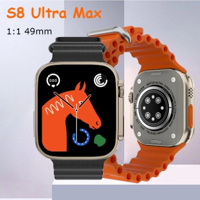 SACRO AYT_807A_I8 ULTRA MAX 8 SMARTWATCH WITH WIRELESS CHARGING FOR BOY & GIRLS Smartwatch(Orange Strap, Free)