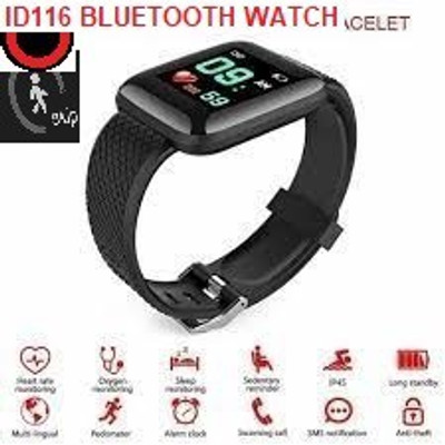 Actariat S2876 ID116_PLUS ACTIVITY TRAKCER BLUETOOTH SMART WATCH BLACK(PACK OF 1) Smartwatch(Black Strap, Free)
