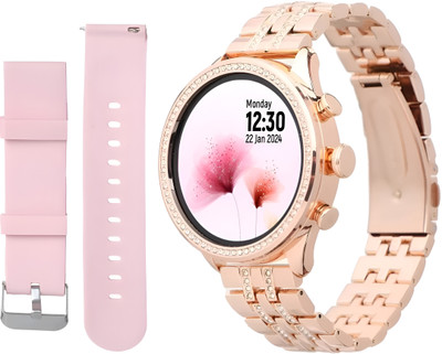 Waunset Trendy latest Gen9 smartwatch, Golden & Pink strap ,hd display *1 Smartwatch(Golden, Pink Strap, Free)