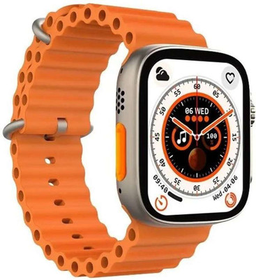 GWALBROS New T800 Ultra Smartwatch With 1.99 Inch HD Display And Wireless Charging S02 Smartwatch(Orange Strap, FREE SIZE)