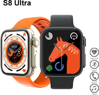 SACRO AYT_803A_I8 ULTRA MAX 8 SMARTWATCH WITH WIRELESS CHARGING FOR BOY & GIRLS Smartwatch(Orange Strap, Free)