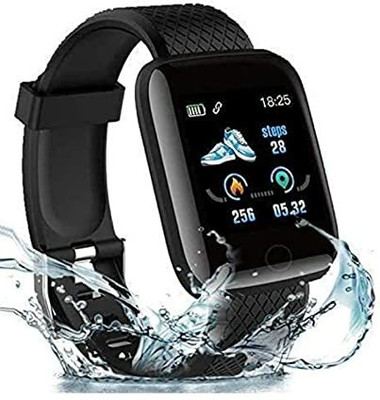 Techfly id-116 Sports Gym Watch for All Smart Phones I Heart Rate and spo2 Monitor Smartwatch(Black Strap, free size)