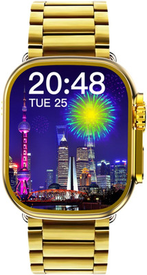SIACART S9 Ultra Max Gold Bracelet Strap + 2 Pair Strap Extra - BT Calling & Music Play Smartwatch(Gold Strap, Free Size)
