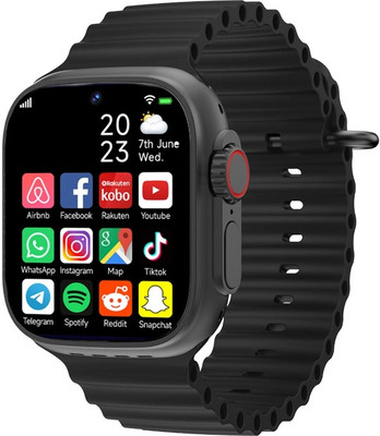 phinix T10 Ultra 2.09 Infinite Display, Series 8 Smart Watch with Bluetooth Calling A9 Smartwatch(Black Strap, Free Size)