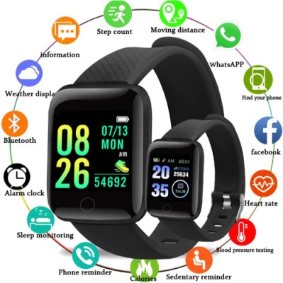 GUGGU ATY_558D_D13/ID116 SMARTWATCH WITH HEART RATE MONITOR FOR UNISEX Smartwatch(Black Strap, Free)