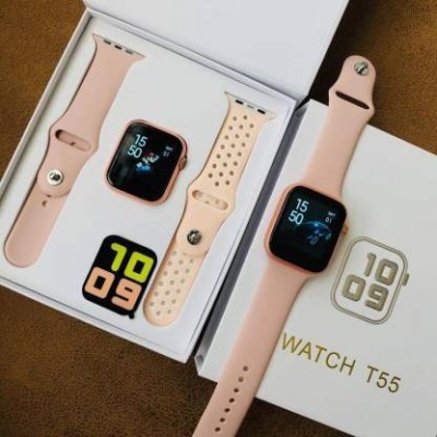 SAMSTAR COLLECTION T55 series 9 AMOLED Single Chip Calling 120 sports modes 600nits good body Smartwatch(Pink Strap, Free Size)