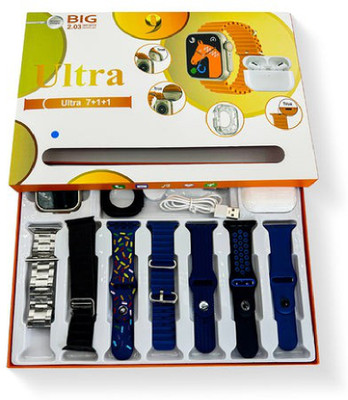 PICSTAR Multi saver pack of ULTRA 7 IN 1 BIG 2.03 INFINITE DISPLAY Smartwatch(Multi color Strap, FREE SIZE)