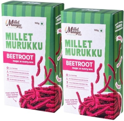 Millet Gfree Bakes Beetroot Murukku Chakli Crispy & Delicious Indian Snack Fresh Pack(2 x 100 g)