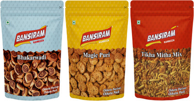 Bansiram Bhakarwadi | Magic Puri | Tikha Mitha Mix | Crispy & Spicy Namkeen Combo(3 x 200 g)