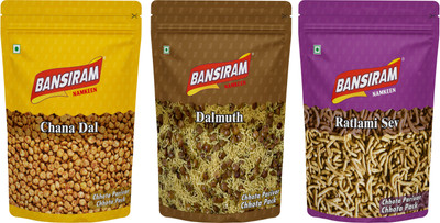 Bansiram Chana Dal | Dal Muth | Ratlami Sev | Spicy & Crispy Namkeen Snack Combo(3 x 200 g)