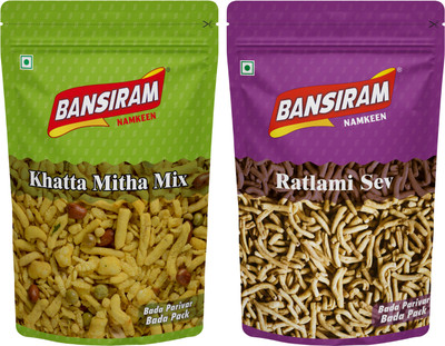 Bansiram Namkeen Khatta Mitha Mix & Ratlami Sev(2 x 400 g)