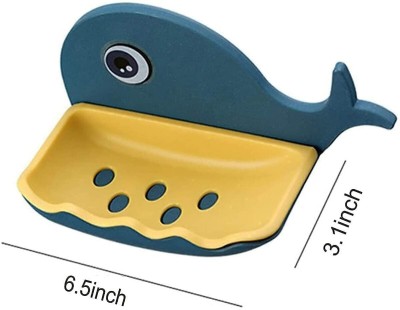 Shreejee Pack of 3 Cute Dolphin Design Double Layer Self Adhesive Soap Case X3.17(Multicolor)