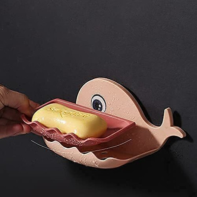 shreenath enterprise Pack of 1 Beautiful Fish Design Wall Mounted Self Draining Soap Case x1.13(Random Colours)
