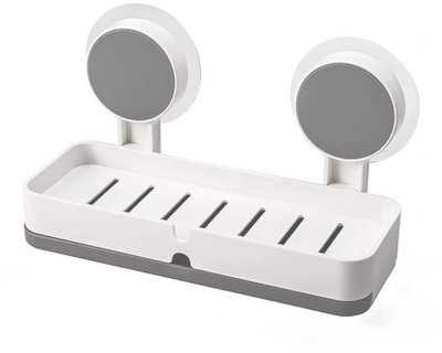 AMEEDARSHAN Self Adhesive Wall Mounted Soap Stand with Removable Drain Tray for Bathroom(White)