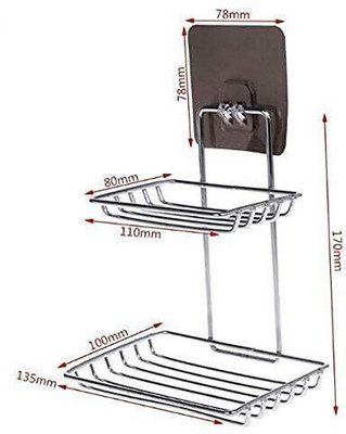 THE ORGANISER Double Layer Wall Stick Adhesive Soap Holder – Stainless Steel Soap Holder(Silver)