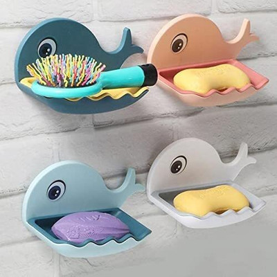 JAY DAMODAR Pack of 2 Beautiful Fish Design Wall Mounted Self Draining Soap Case x2.93(Random Colours)