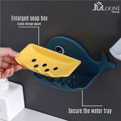 KRAZE Pack of 4 Beautiful Fish Design Double Layer Self Draining Soap Case x4.24(Multicolor)