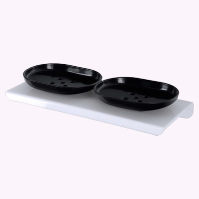 Sarvatr Acrylic Double Soap Dish/Soap Holder/Soap Stands for Bathroom & Kitchen(Black)