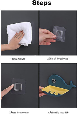 Radha Pack of 2 Attractive Dolphin Shape Double Layer Self Adhesive Soap Casex2.145(Multicolor)