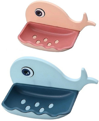 Fulkiza Fish-Design Self Draining, Self Adhesive Soap Dish/ Holders(Multicolor)