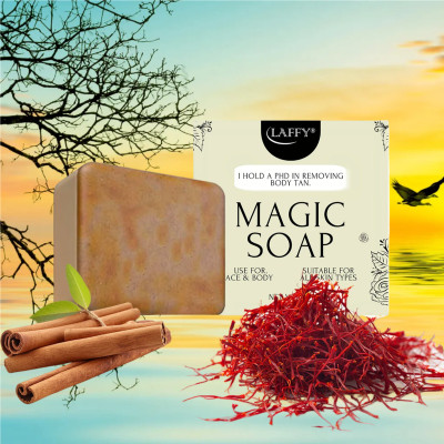 LAFFY Saffron Clay Soap | With Sandal Fragrance|For Glowing, Even Skin Tone (Pack of 1(100 g)