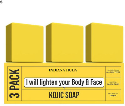 INDIANA HUDA Kojic Soap for Radiant Skin, Pack of 3 Bars for Daily Use(3 x 100 g)