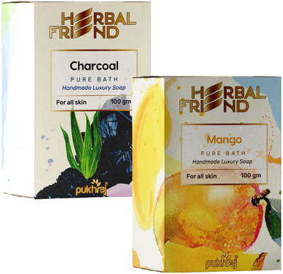 Herbal Friend Charcoal & Mango soap combo to detox and clean your skin and leave it refreshed(2 x 100 g)