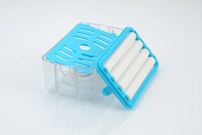 SATSUN ENTERPRISE Soap Dispenser with Roller and Drain Holes Soap Holder Foaming Soap Bar Box(Lite Blue)