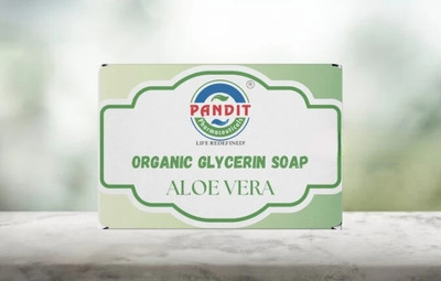 Pandit Pharmaceuticals Organic Glycerine Aloevera Soap | Vitamins Enriched for Cleansing, Nourishing(2 x 100 g)
