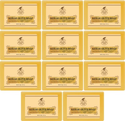Khadi Ark Herbal Natural Handmade Kesar Olive Bath Soap Pack of 11(11 x 34.09 g)