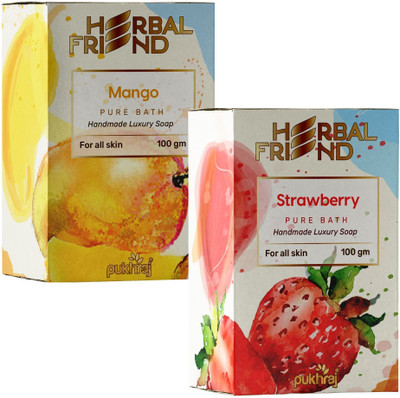 Herbal Friend Ultimate Strawberry & Mango soap combo to clean your skin & leave it refreshing(2 x 100 g)