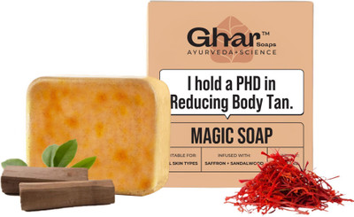 Ghar Soaps Magic Soap Sandal Wood And Saffron for DeTan and Glowing Brightening Skin(100 g)