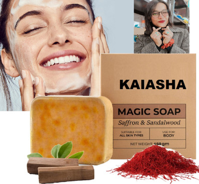 KAIASHA Best Handmade Milk Kesar & Chandan Soap | No Added Colours All Skin Types(150 g)