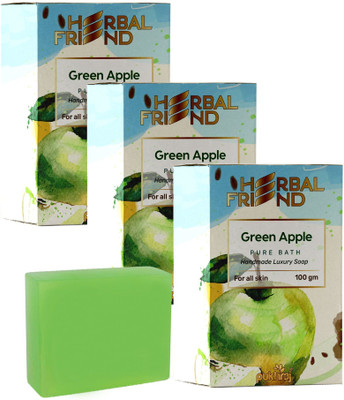 Herbal Friend Green Apple soap deep cleans your skin leaving it refreshed, hydrated and softer(3 x 100 g)