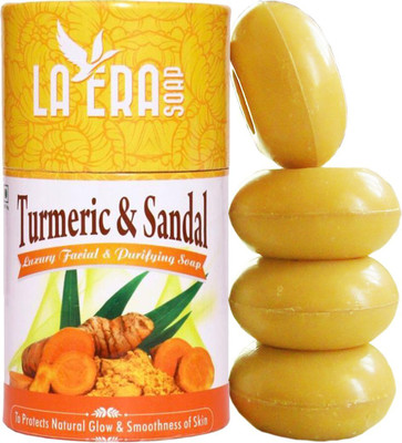 LAERA Haldi Chandan Soap | Turmeric & Sandal Soap for Glowing Skin (Pack of 4)(4 x 100 g)