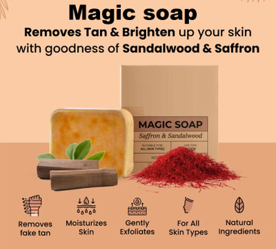 Wiffy Magic Soap Sandal Wood And Saffron for DeTan and Glowing Brightening Skin(2 x 150 g)